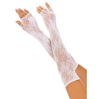 Митенки Leg Avenue Lace Opera Length Fingerless Gloves, белые, ажурные, длина выше локтя