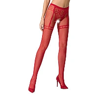 Колготки-бодистокинги Passion S012 One Size, Red, имитация чулок, пояса и кружевных трусиков