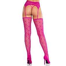 Колготки-панчохи Leg Avenue Heart Garterbelt Stockings One Size Magenta