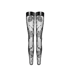 Панчохи Noir Handmade F243 Tulle stockings with patterned flock embroidery - 3XL