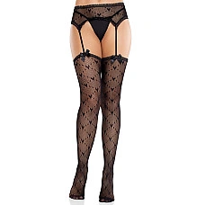 Колготки-панчохи Leg Avenue Heart Garterbelt Stockings One Size Black