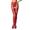 Сетчатые чулки-стокинги Passion S016 One Size, Red, имитация ажурного пояса с гартерами
