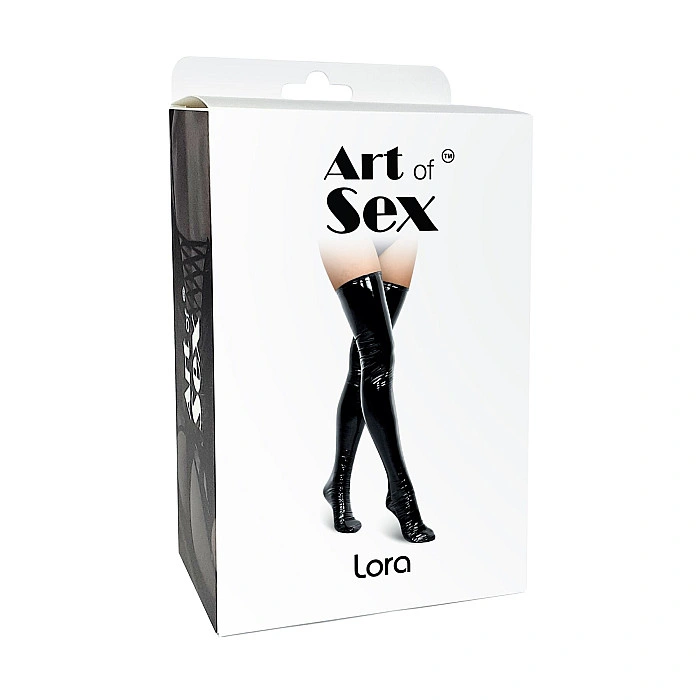 Сексуальные виниловые чулки Art of Sex - Lora, размер L, с эффектом голограммы