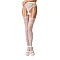 Сетчатые чулки-стокинги Passion S016 One Size, White, имитация ажурного пояса с гартерами