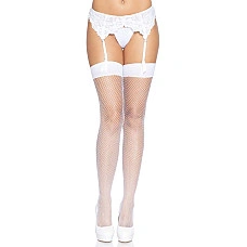 Панчохи-сітка для кріплення на пояс Leg Avenue Nylon Fishnet Thigh Highs White, one size