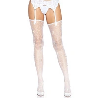 Чулки Leg Avenue Daisy Dot Fishnet Stockings One Size White