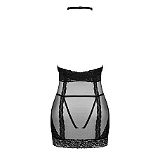 Напівпрозора сорочка з відкритими грудьми Obsessive Lacrisia chemise M/L, чорна, з чокером