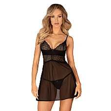 Эротический комплект Obsessive Chemeris babydoll & thong XL/2XL, пеньюар и стринги