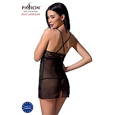 Прозрачная сорочка приталенная Passion QUENTRIS CHEMISE XXL/XXXL, black, трусики