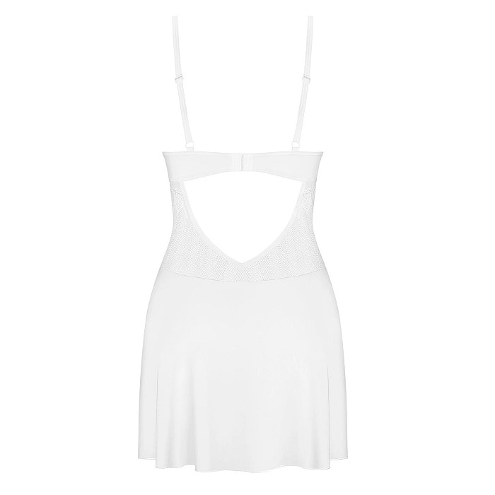 Пеньюар Obsessive Alissium chemise & thong, XS/S, кружевной лиф, стринги в комплекте