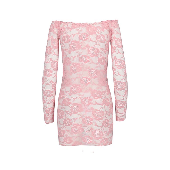 Прозрачная сорочка с длинным рукавом Passion YOLANDA CHEMISE L/XL, pink, трусики