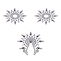 Пэстис из кристаллов Petits Joujoux Gloria set of 3 - Black/Purple, украшение на грудь и вульву