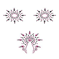 Пестіс з кристалів Petits Joujoux Gloria set of 3 - Black/Pink, прикраса на груди та вульву