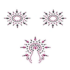 Пестіс з кристалів Petits Joujoux Gloria set of 3 - Black/Pink, прикраса на груди та вульву