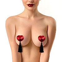 Пестис-сердечки с кисточками Art of Sex - Sparkling Hearts, красный