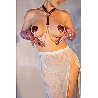 Пестис-сердечки с кисточками и чокером JSY Nipple Sticker AC8015 Red