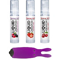 Набор из 3-х вкусов стимулирующего лубриканта Amoreane Med (3х10мл) и вибропули Adrien Lastic Purple