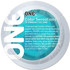 Презерватив ONE Color Sensations Catch the perfect ONE, 1 шт, бирюзовый, гладкий, со смазкой