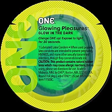 Презерватив ONE Glowing Pleasures, 1 шт, светится в темноте, со смазкой