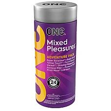 Презервативы ONE Mixed Pleasures, 24 шт, 8 видов, лубрикант в комплекте, подарочная упаковка-тубус