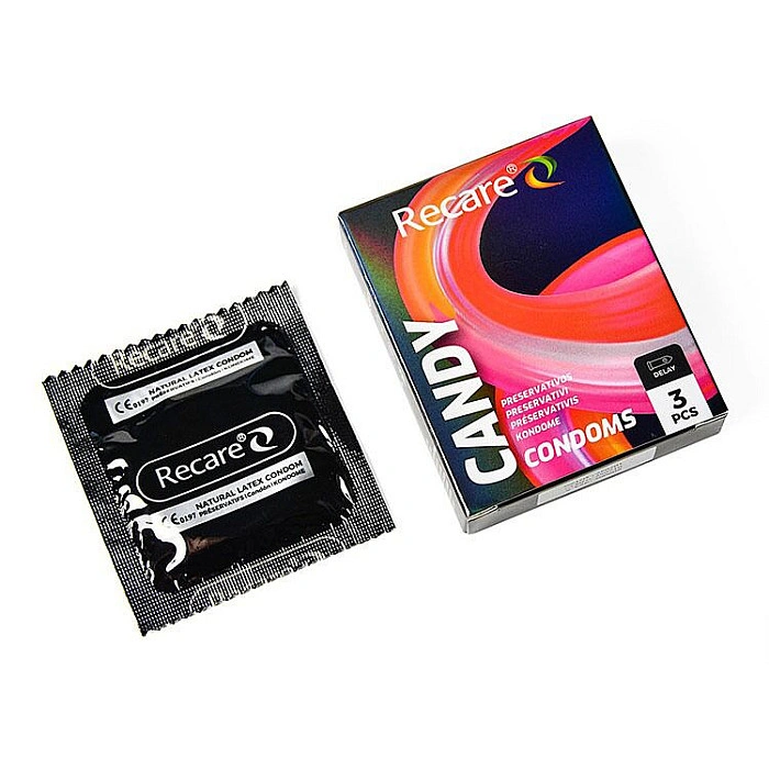 Презервативы Holographic Recare Delay Candy Condoms 3 шт, пролонгирующий эффект, конфетный аромат