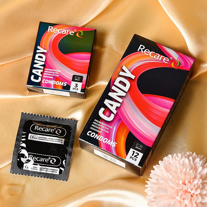 Презервативы Holographic Recare Delay Candy Condoms 3 шт, пролонгирующий эффект, конфетный аромат