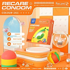 Презервативи Recare Color Fruit Flavour Condoms 3 шт, аромати: м'ята, банан, полуниця
