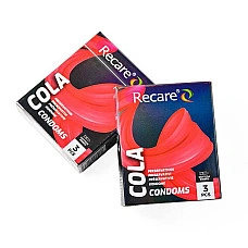 Презервативи Holographic Recare Cola Dotted&Ribbed Condoms 3 шт, з пухирцями і ребрами, аромат: Кола