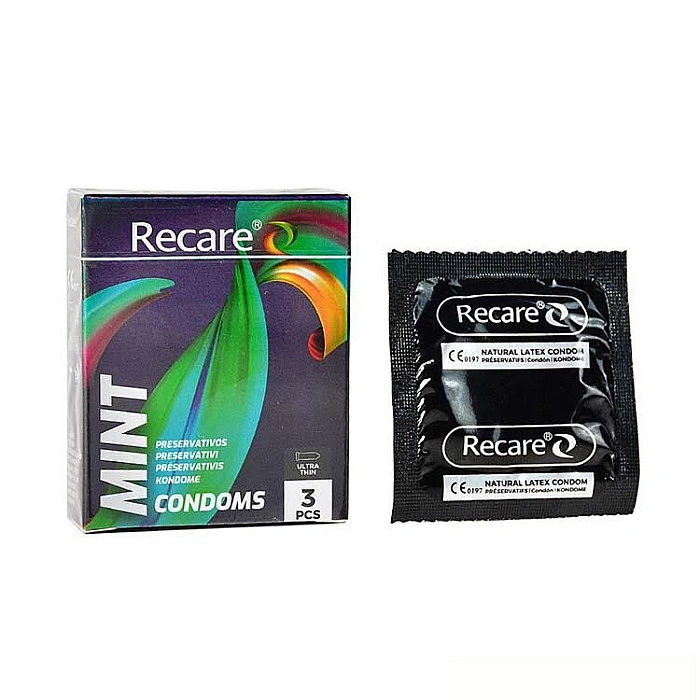 Презервативи Holographic Recare Ultra Thin Mint Condoms 3шт, ультратонкі, аромат: м'ята