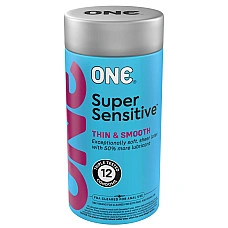 Презервативы ONE Super Sensitive, 12 шт, гладкие, с дополнительной смазкой, упаковка-тубус