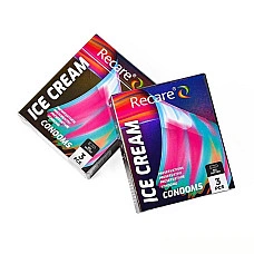 Презервативи Holographic Recare Ice Cream Big Dotted Condoms 3 шт, з пухирцями, аромат: морозиво