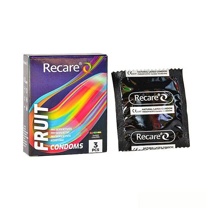 Презервативи Holographic Recare Fruit Flavour Condoms 3 шт, аромати: м'ята, банан, полуниця