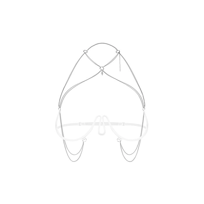 Прикраса на тіло Obsessive Lustique White harness bra S/M/L