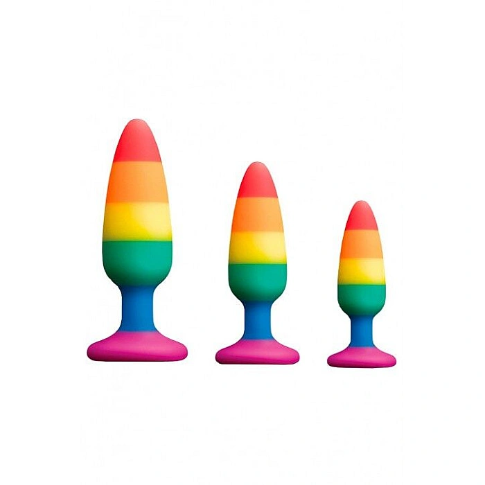 Силиконовая анальная пробка Wooomy Hiperloo Silicone Rainbow Plug M, диаметр 2,9 см, длина 11 см