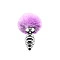 Металева анальна пробка Кролячий хвостик Alive Fluffy Twist Plug M Purple, діаметр 3,4 см