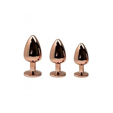 Металева анальна пробка Wooomy Tralalo Rose Gold Metal Plug Magenta M, діаметр 3,4 см, довжина 8 см