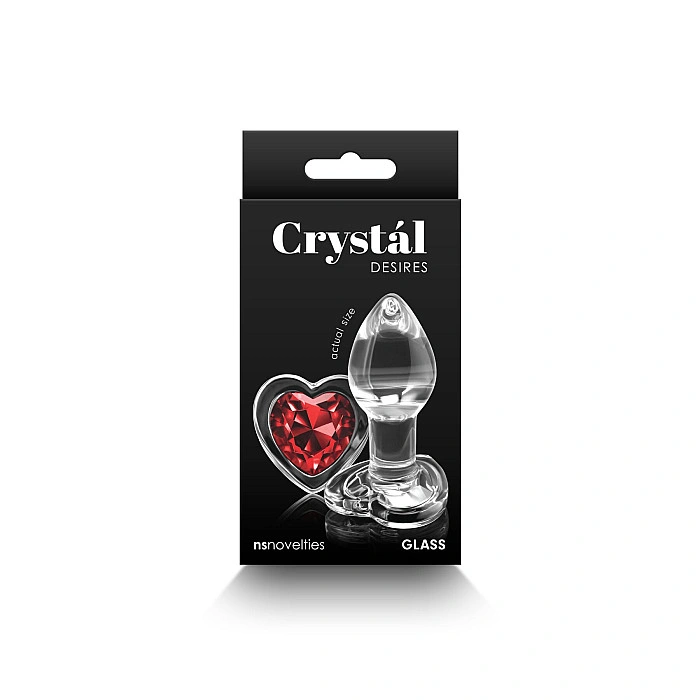 Стеклянная анальная пробка NS Novelties Crystal - Desires - Red Heart - Small