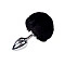Металлическая анальная пробка Кроличий хвостик Alive Fluffy Plug M Black, диаметр 3,4 см