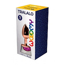 Металлическая анальная пробка Wooomy Tralalo Rose Gold Metal Plug Magenta S диаметр 2,8см, длина 7см