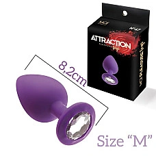 Анальна пробка з кристалом MAI Attraction Toys №48 Purple, довжина 8,2 см, діаметр 3,5 см