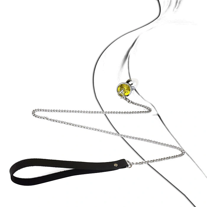 Металева анальна пробка Art of Sex Metal Anal Plug with Leash size M з повідцем