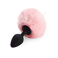 Силиконовая анальная пробка М Art of Sex - Silicone Butt plug Rabbit Tail Pink, диаметр 3,5 см