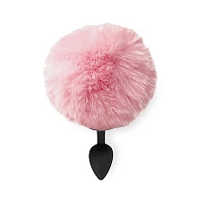 Силиконовая анальная пробка М Art of Sex - Silicone Butt plug Rabbit Tail Pink, диаметр 3,5 см