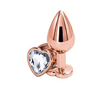 Анальная пробка NS Novelties Rear Assets - Rose Gold Heart - Medium - Clear