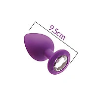Анальная пробка с кристаллом MAI Attraction Toys №49 Purple, длина 9,5см, диаметр 4см