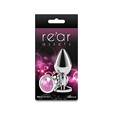 Анальная пробка NS Novelties Rear Assets - Silver - Medium - Pink Gem