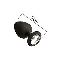 Анальная пробка с кристаллом MAI Attraction Toys №47 Black, длина 7см, диаметр 2,8см