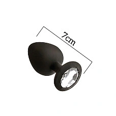 Анальная пробка с кристаллом MAI Attraction Toys №47 Black, длина 7см, диаметр 2,8см