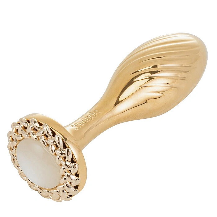 Металлическая анальная пробка LOCKINK SEVANDA Pearl Pear-shape Anal Plug, с искусственной жемчужиной