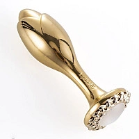 Металлическая анальная пробка LOCKINK SEVANDA Pearl Rose-shape Anal Plug, с искусственной жемчужиной